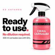 Eurodetailing E2 Antares with water-beading illustration and up-to-three-month protection claim.