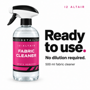 Eurodetailing I2 Altair slightly acidic fabric cleaner alongside woven car upholstery.