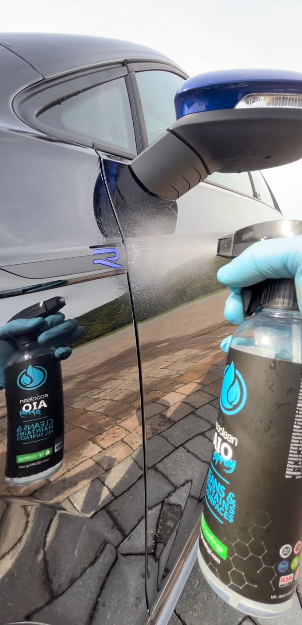 IGL Coatings Ecoclean AIO Spray applied to a car's exterior paint