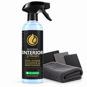 IGL Interior Detailer with a microfibre cloth and interior material samples